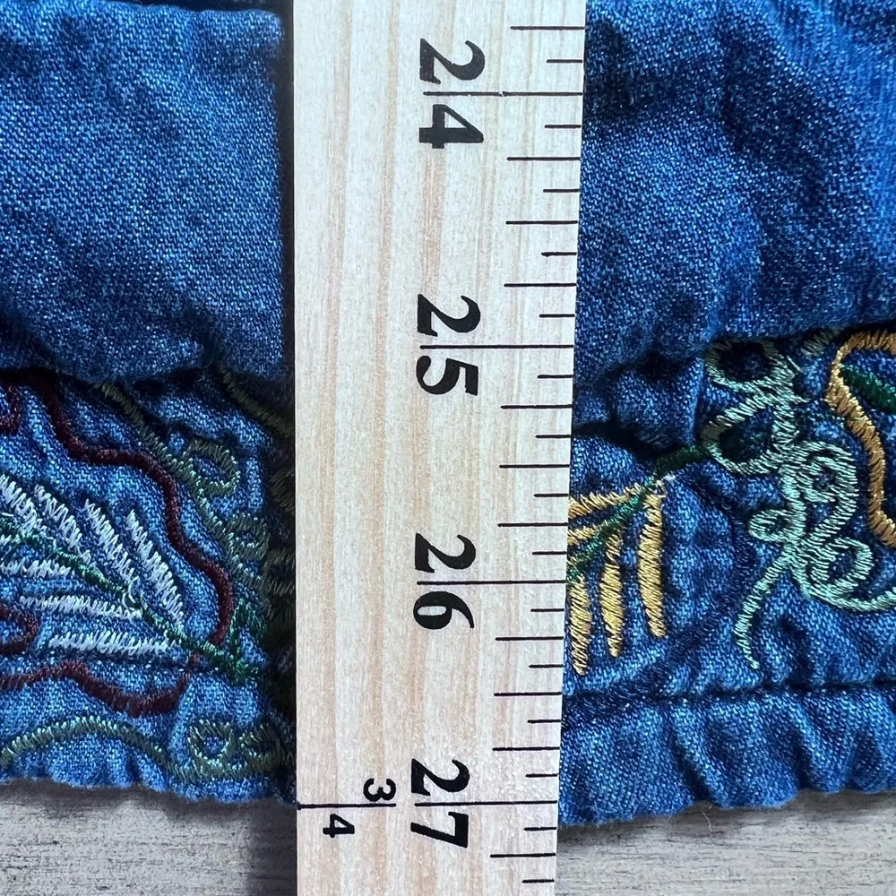 Vintage Embroidered Quilted Denim Shacket XL Coastal Cowgirl Coastal Grandma - Picture 10 of 16